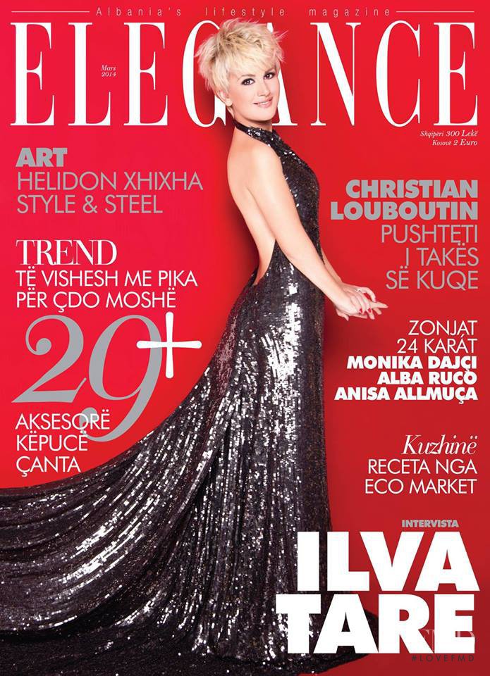 Ilva Tare featured on the Elegance Albania cover from March 2014