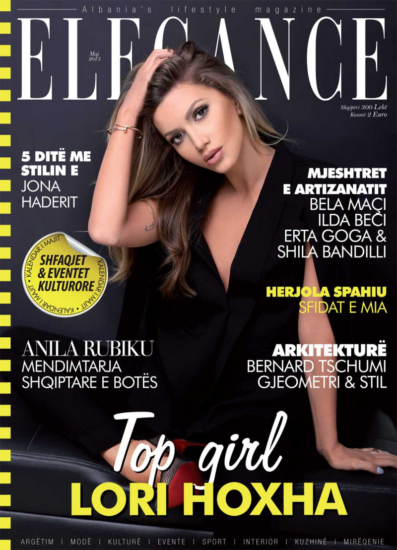 Lori Hoxha featured on the Elegance Albania cover from May 2015