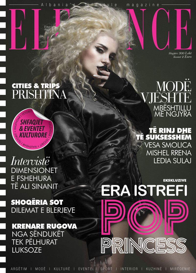 Era Istrefi featured on the Elegance Albania cover from October 2016