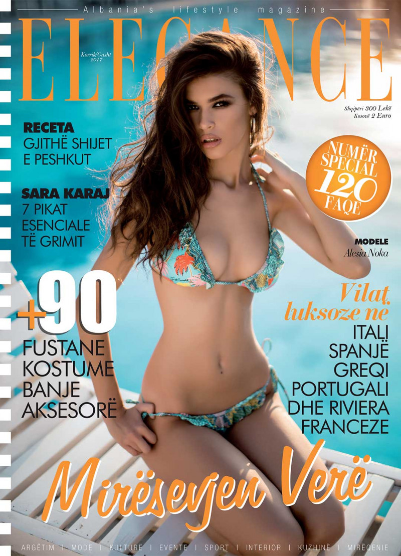 Alesia Noka featured on the Elegance Albania cover from July 2017