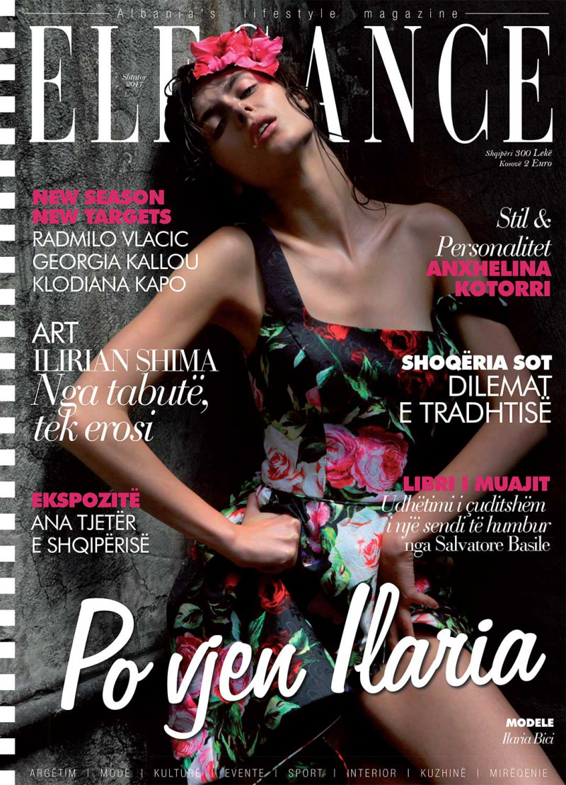 Ilaria Bici featured on the Elegance Albania cover from September 2017