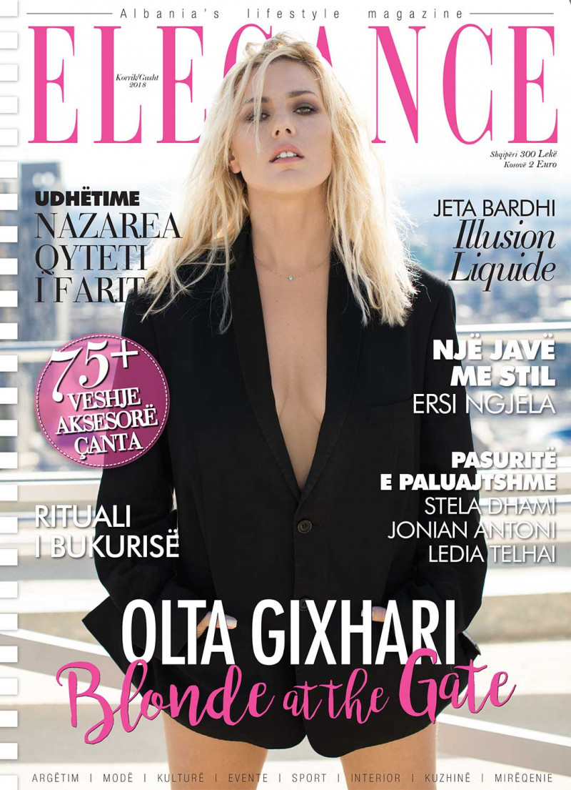 Olta Gixhari featured on the Elegance Albania cover from July 2018