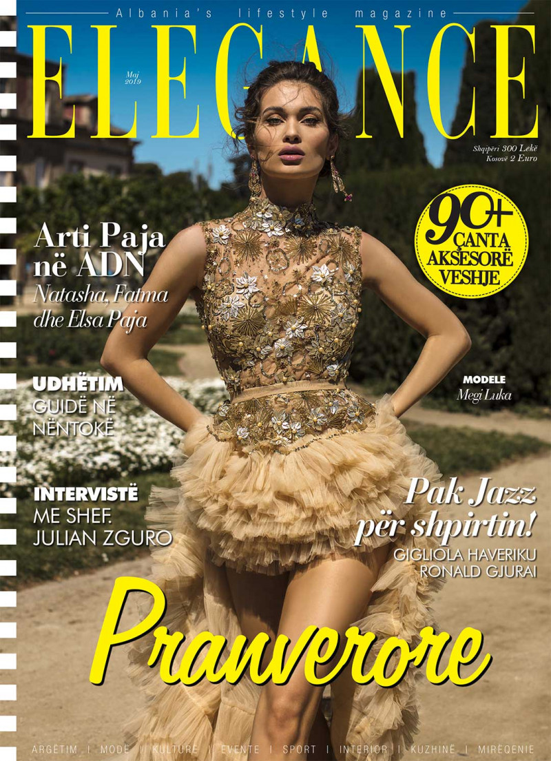 Megi Luka featured on the Elegance Albania cover from May 2019