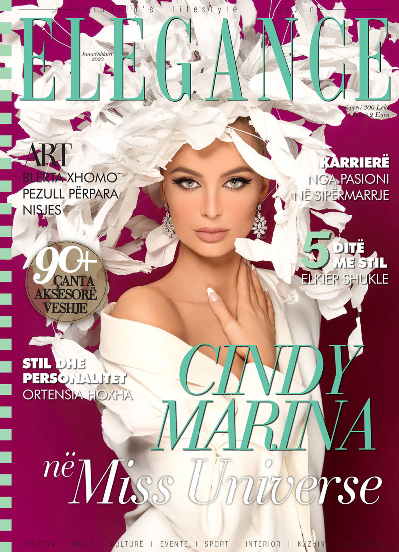 Cindy Marina featured on the Elegance Albania cover from January 2020