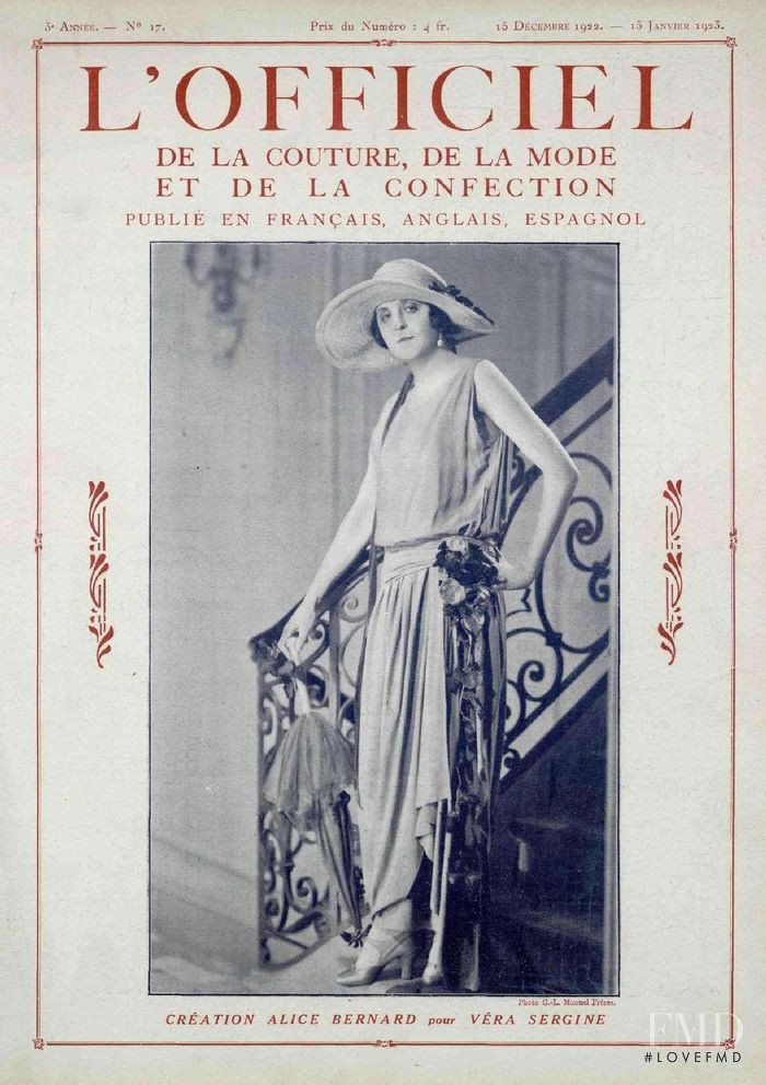 Véra Sergine featured on the L\'Officiel France cover from December 1922