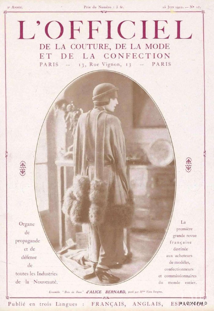  featured on the L\'Officiel France cover from June 1922
