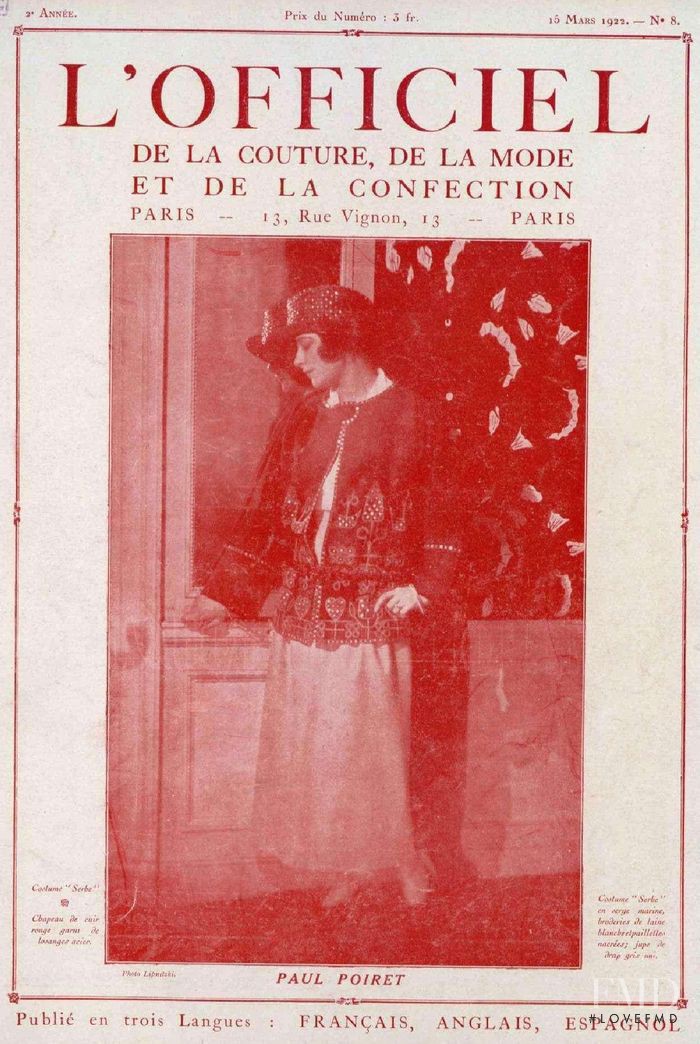  featured on the L\'Officiel France cover from March 1922