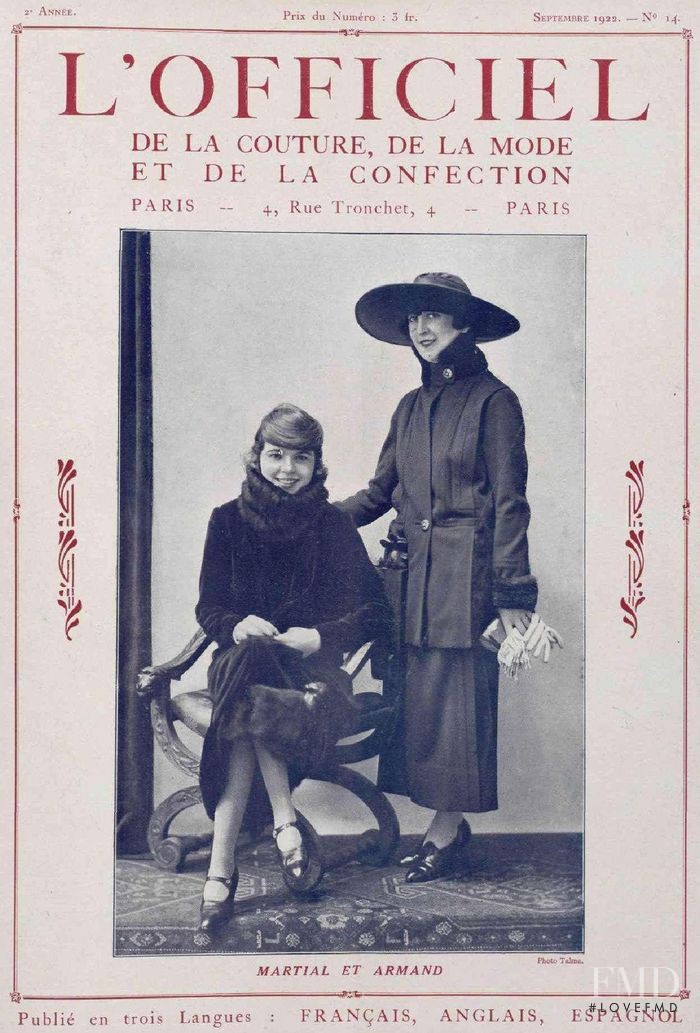  featured on the L\'Officiel France cover from September 1922