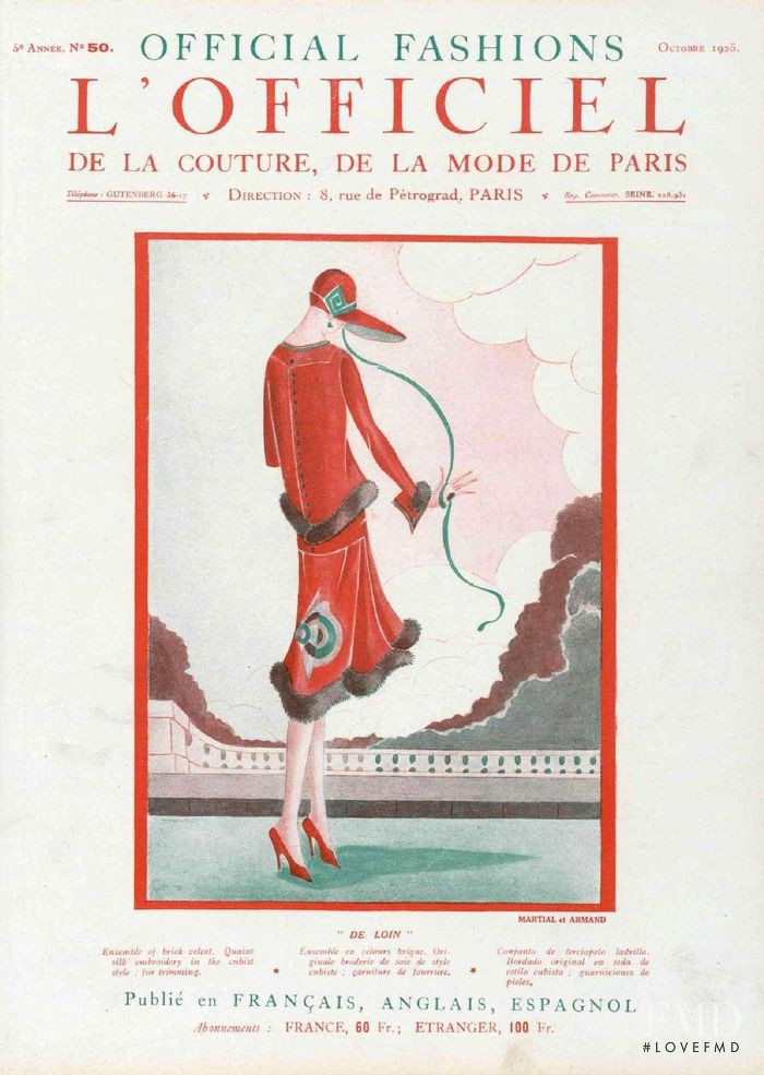  featured on the L\'Officiel France cover from October 1925