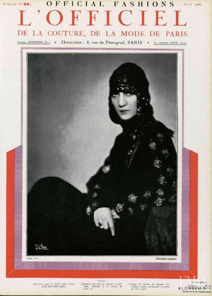  featured on the L\'Officiel France cover from April 1926