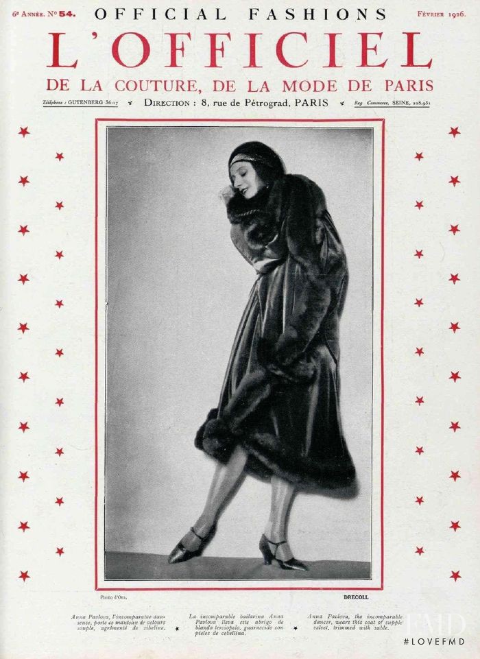  featured on the L\'Officiel France cover from February 1926