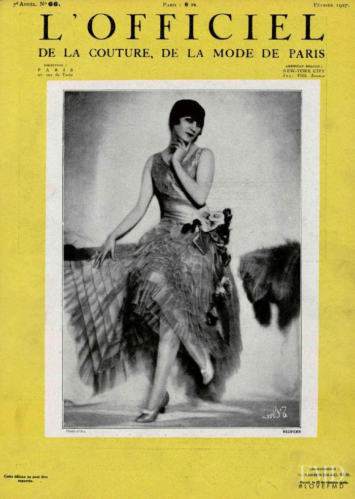  featured on the L\'Officiel France cover from February 1927