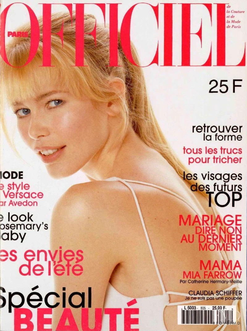 Claudia Schiffer featured on the L\'Officiel France cover from May 1996