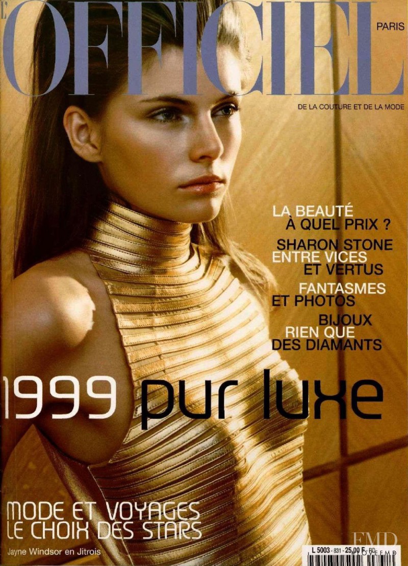 Jayne Windsor featured on the L\'Officiel France cover from December 1998