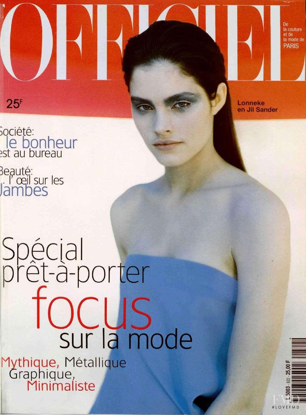 Cover of L'Officiel France with Lonneke Engel, February 1998 (ID:1961 ...