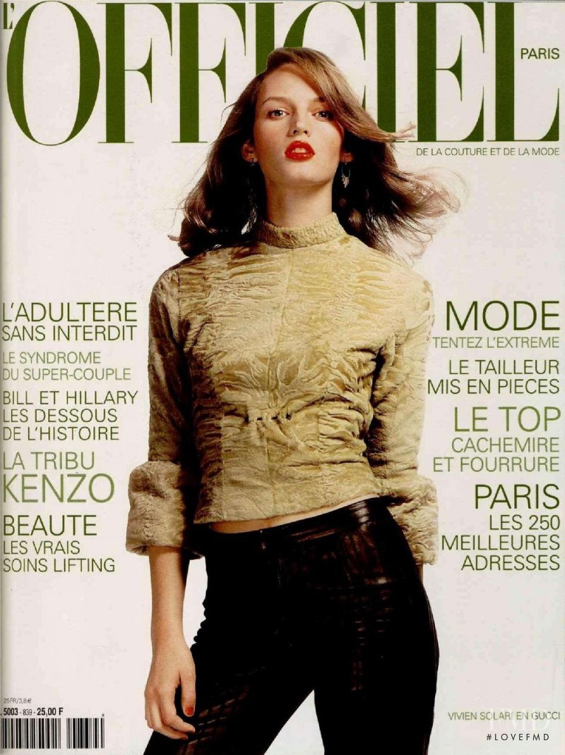 Vivien Solari featured on the L\'Officiel France cover from October 1999