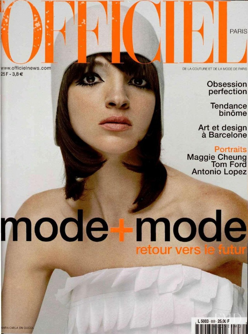 Mariacarla Boscono featured on the L\'Officiel France cover from October 2001