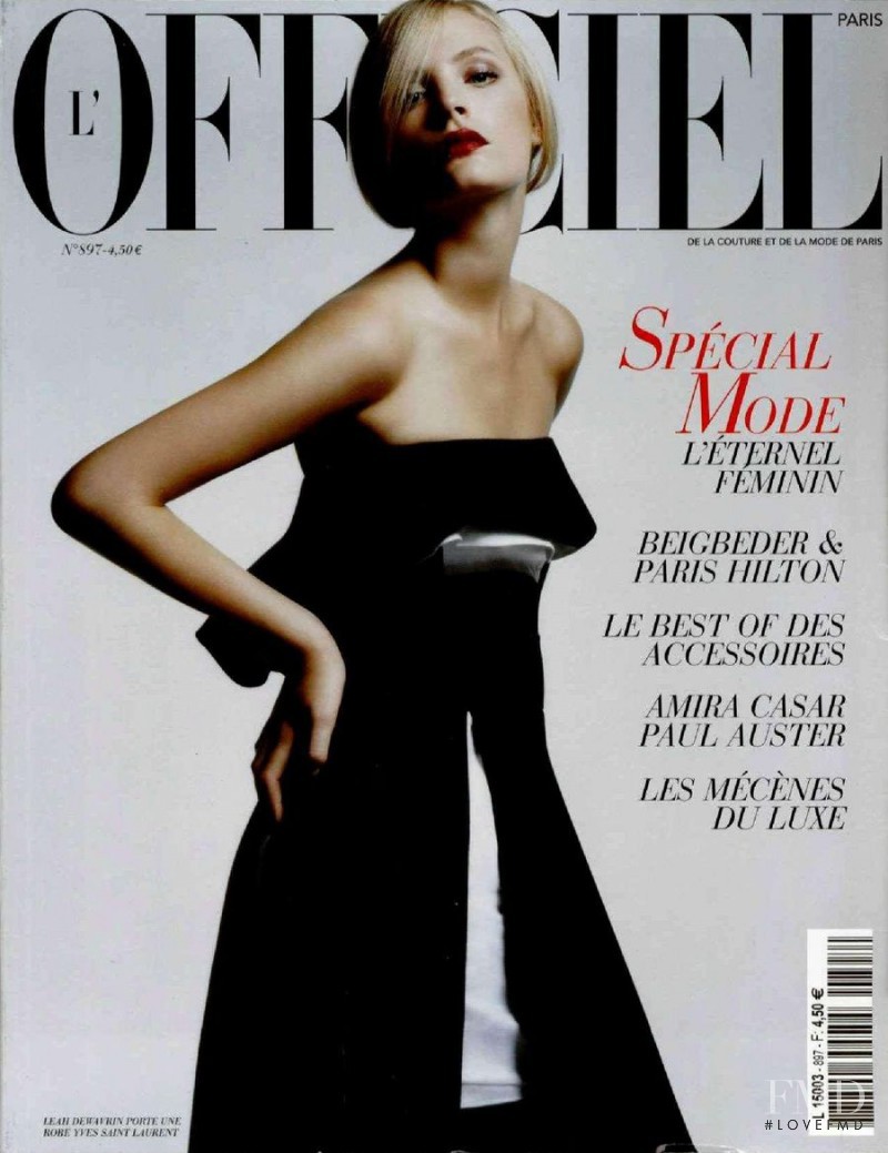 Leah de Wavrin featured on the L\'Officiel France cover from August 2005