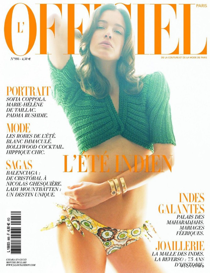 Chiara Baschetti featured on the L\'Officiel France cover from June 2006