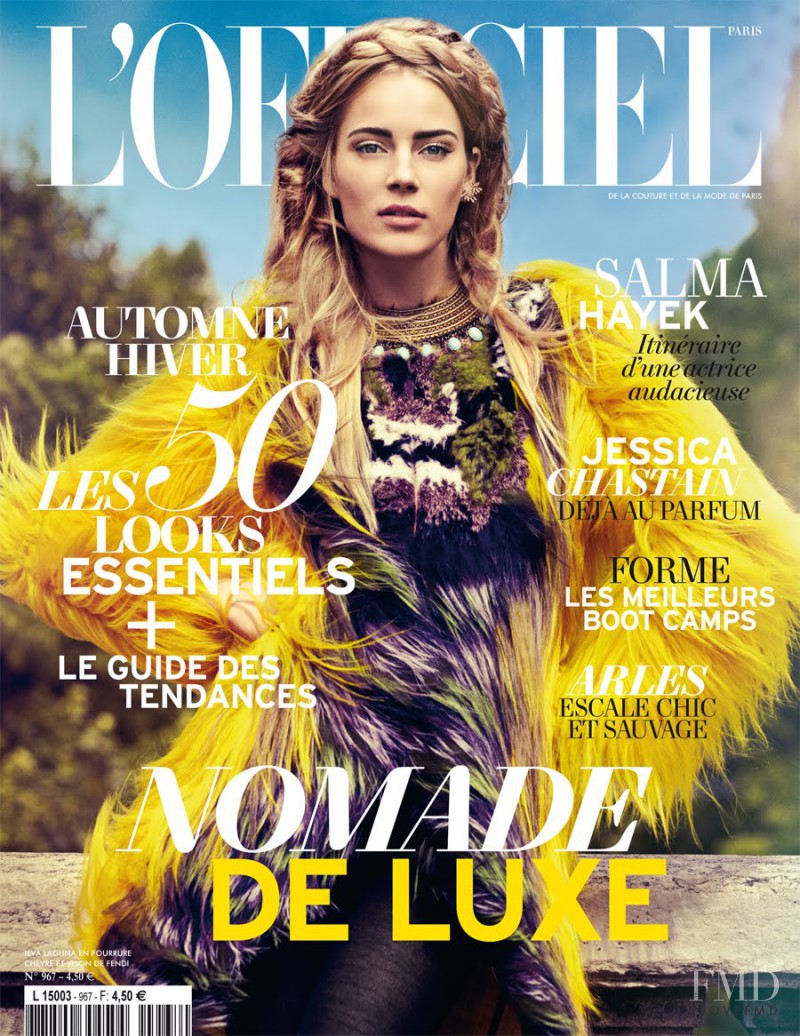 Ieva Laguna featured on the L\'Officiel France cover from August 2012
