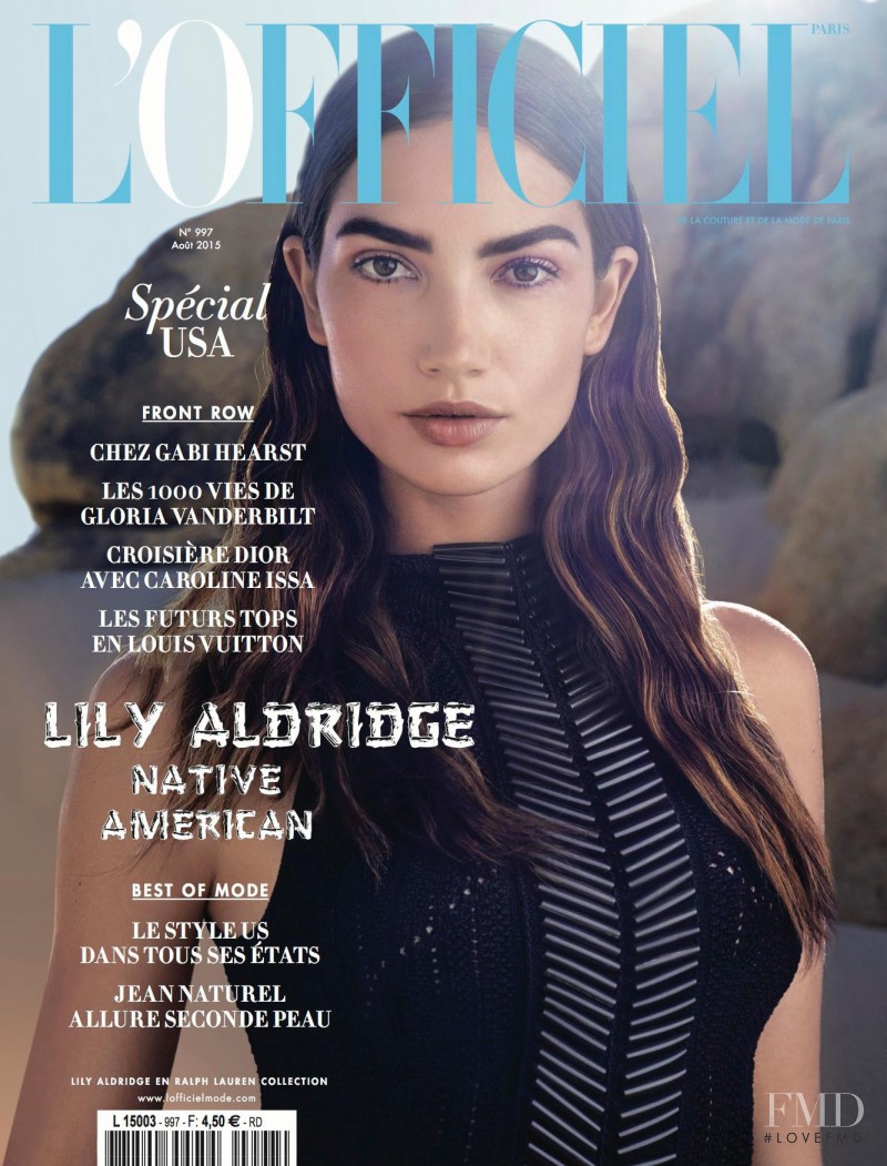 Lily Aldridge featured on the L\'Officiel France cover from August 2015