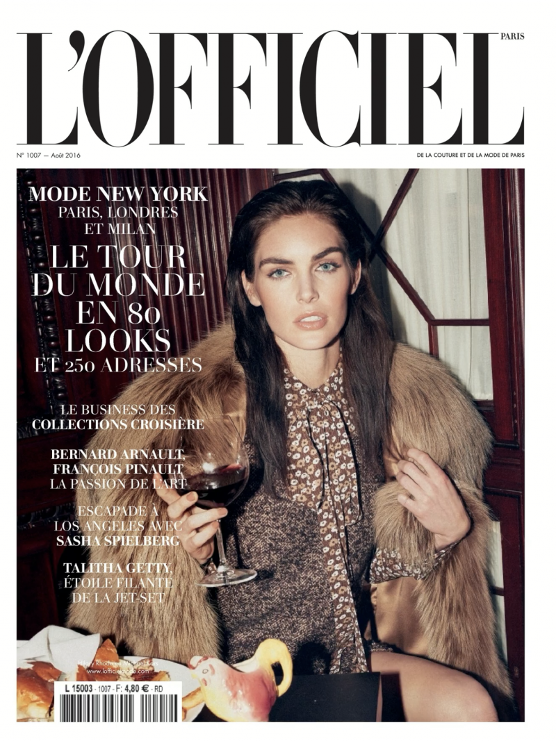 Hilary Rhoda featured on the L\'Officiel France cover from August 2016