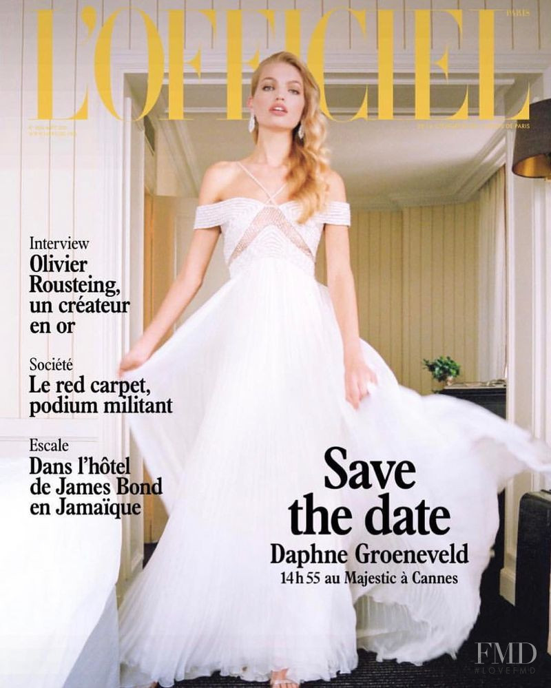 Daphne Groeneveld featured on the L\'Officiel France cover from August 2018