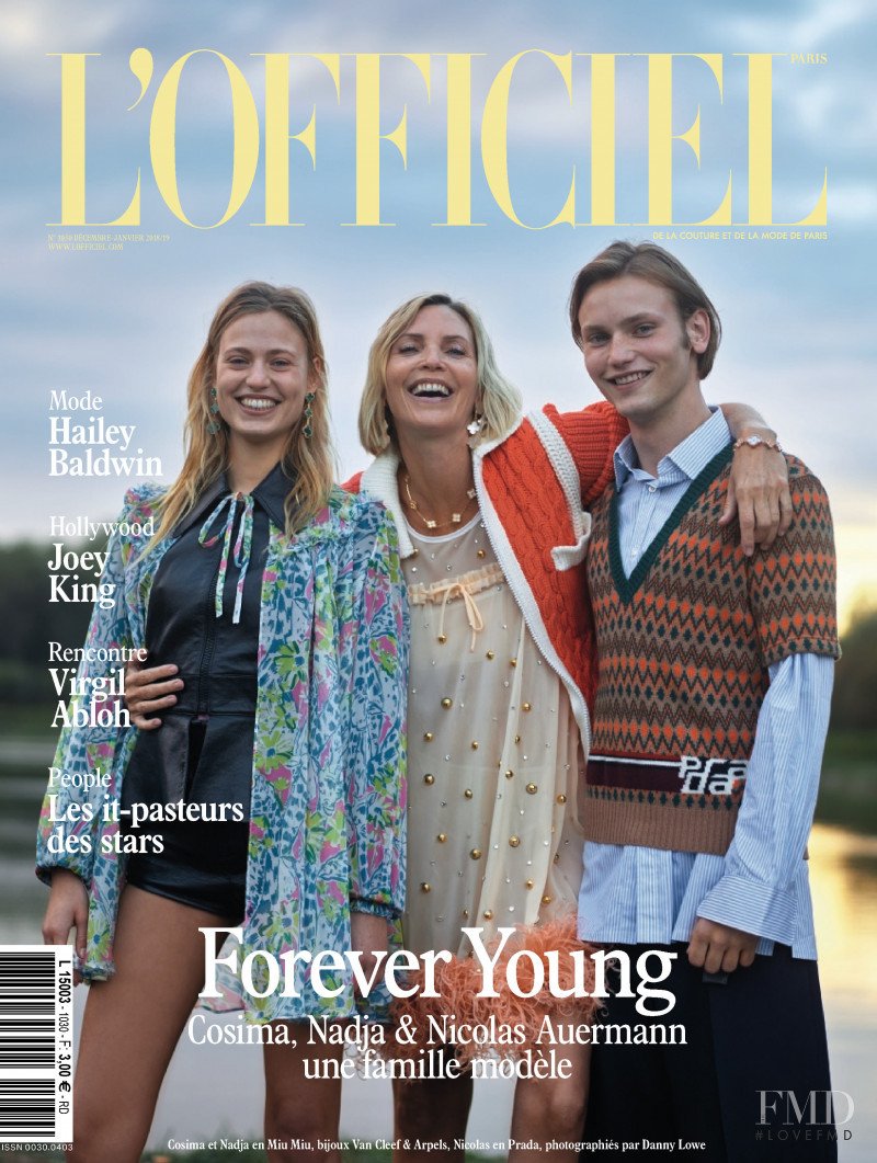 Nadja Auermann featured on the L\'Officiel France cover from December 2018