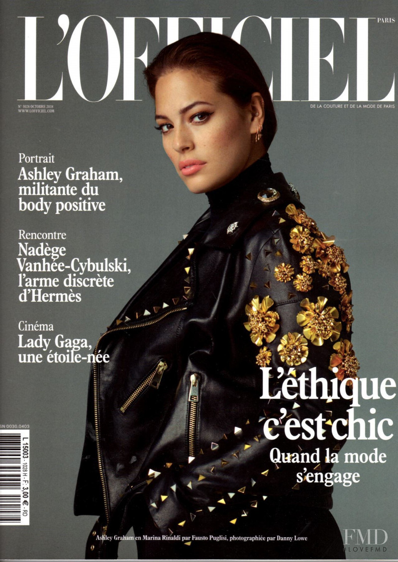 Ashley Graham featured on the L\'Officiel France cover from October 2018