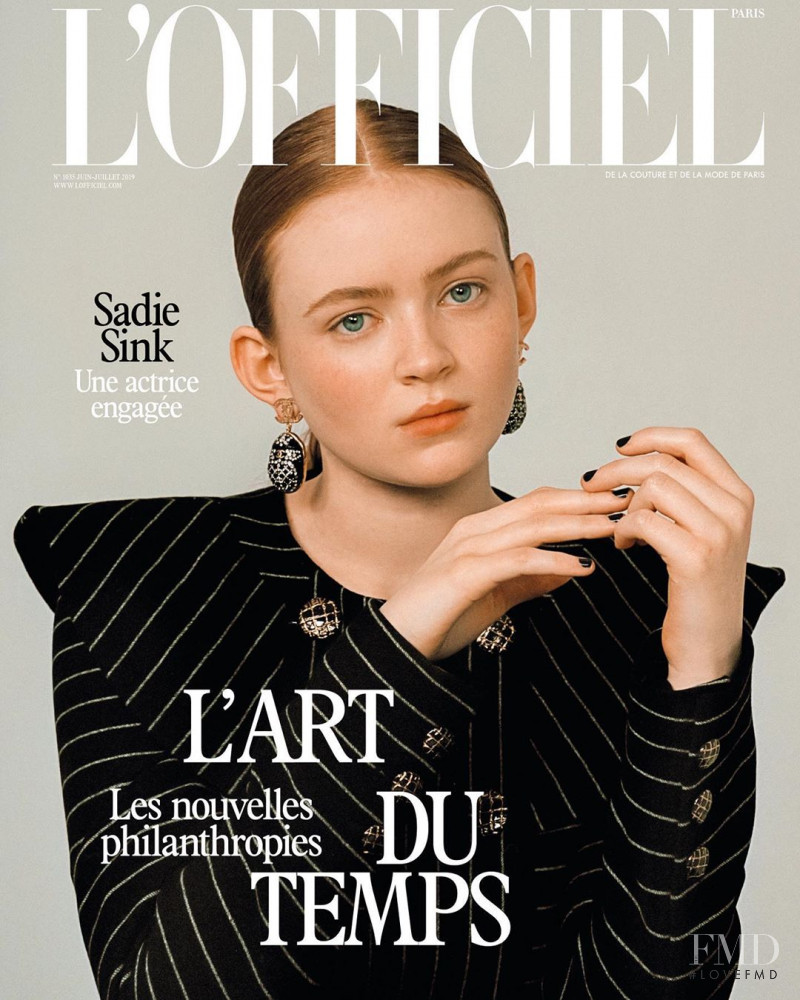Sadie Sink featured on the L\'Officiel France cover from June 2019
