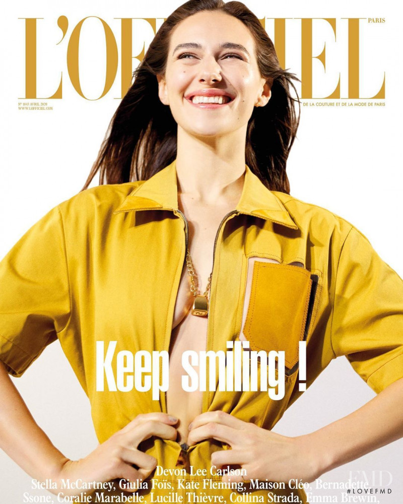 Devon Lee Carlson featured on the L\'Officiel France cover from April 2020