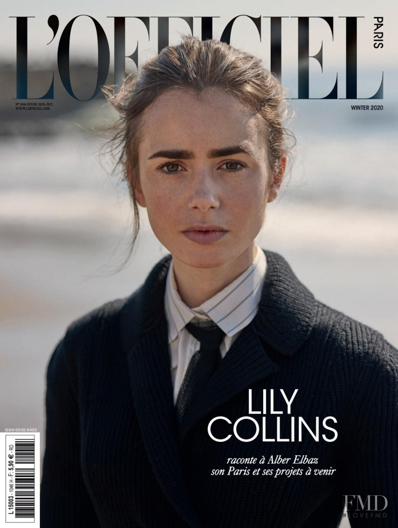 Lily Collins featured on the L\'Officiel France cover from December 2020