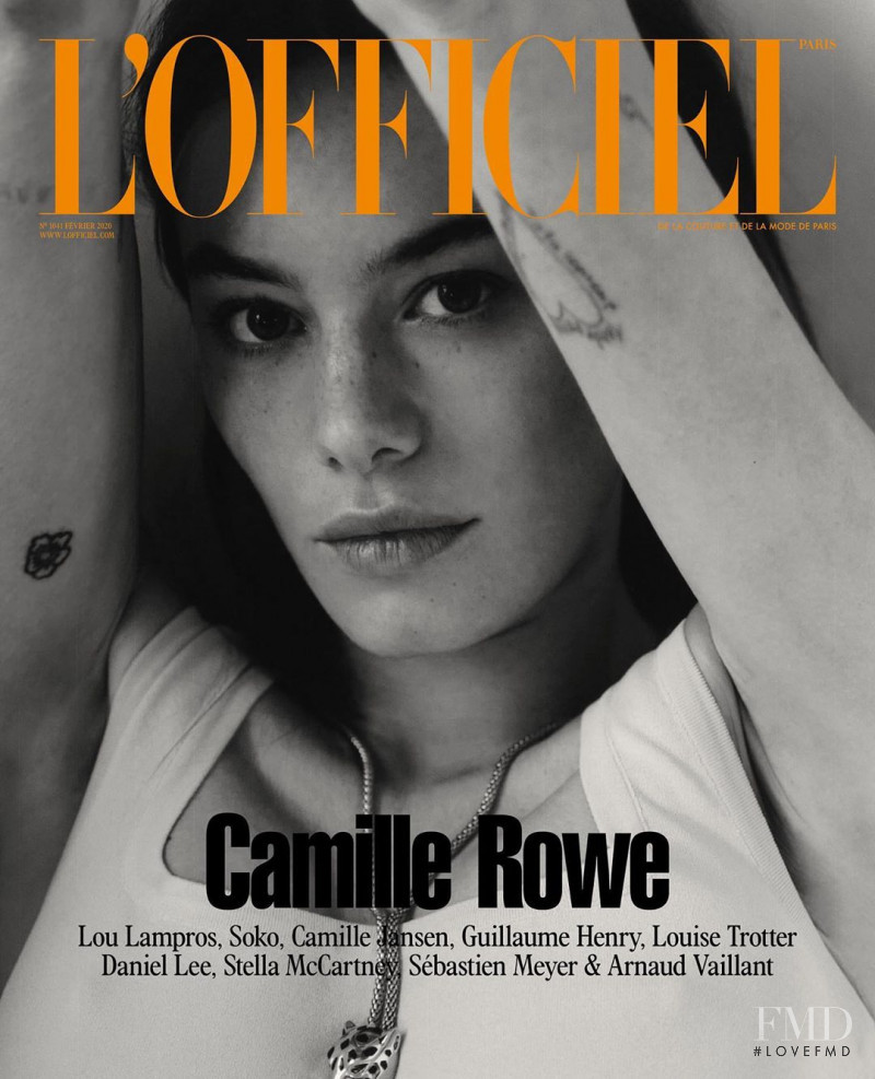Camille Rowe featured on the L\'Officiel France cover from February 2020