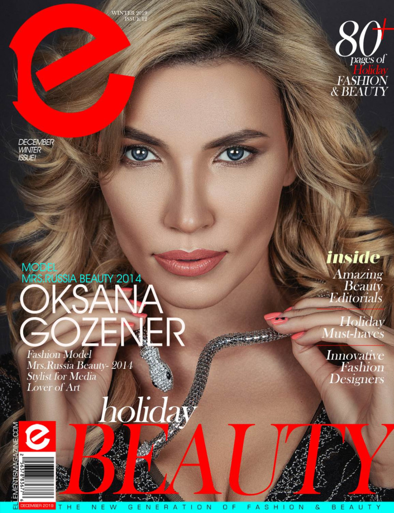 Oksana Gozener featured on the Elléments cover from December 2019