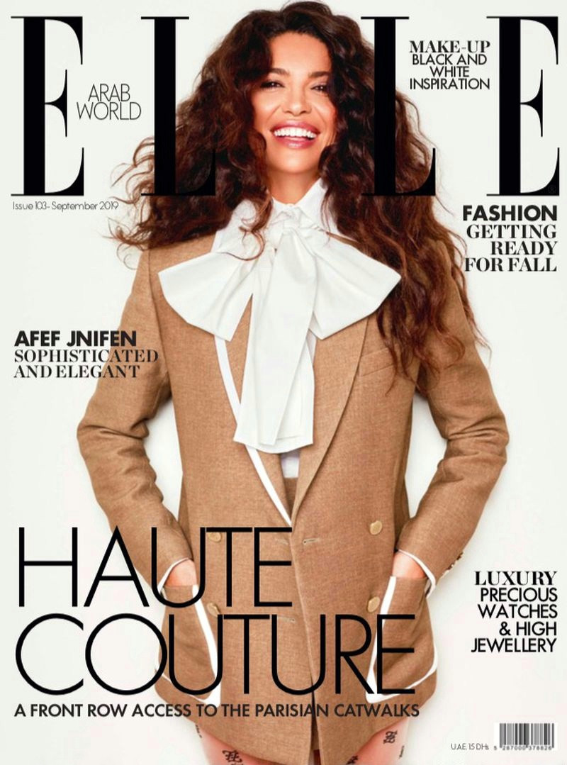 Afef Jnifen featured on the Elle Arabia cover from September 2019