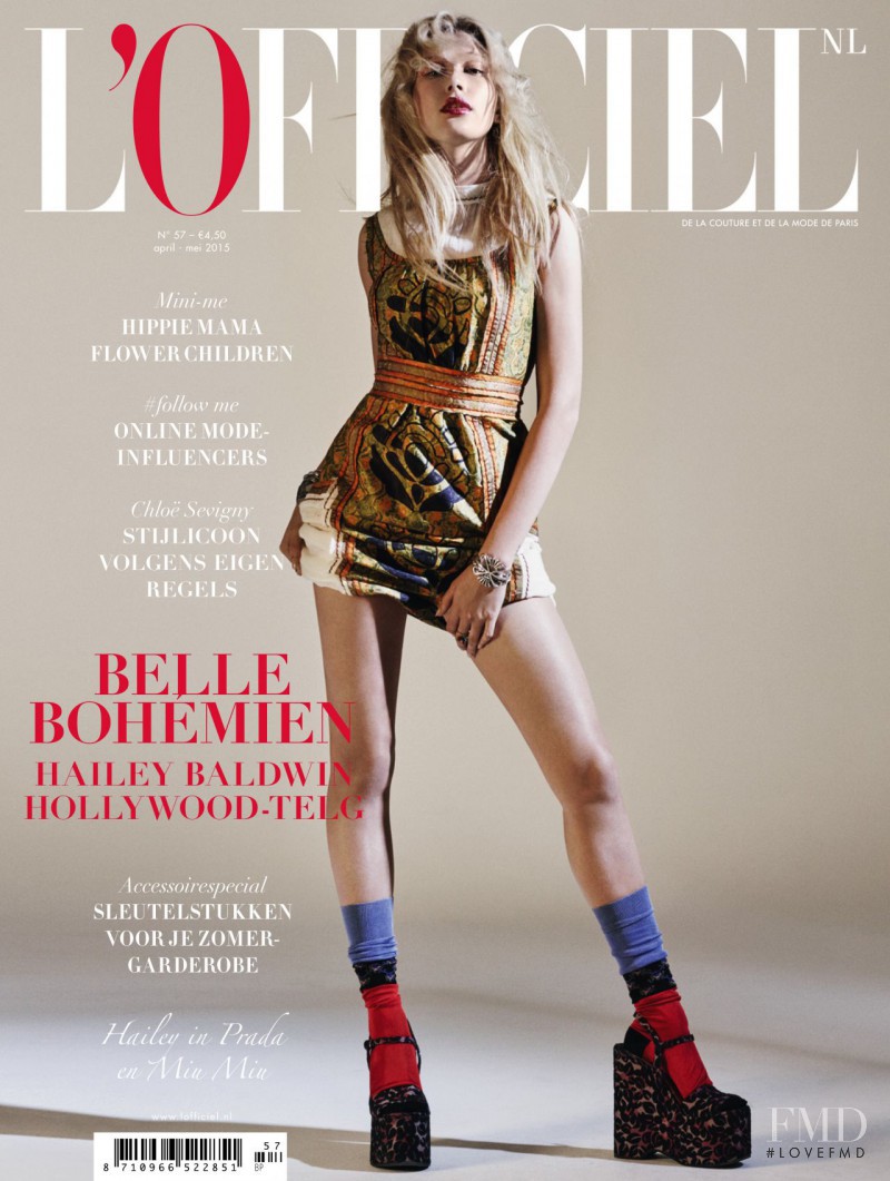 Hailey Baldwin Bieber featured on the L\'Officiel Netherlands cover from April 2015