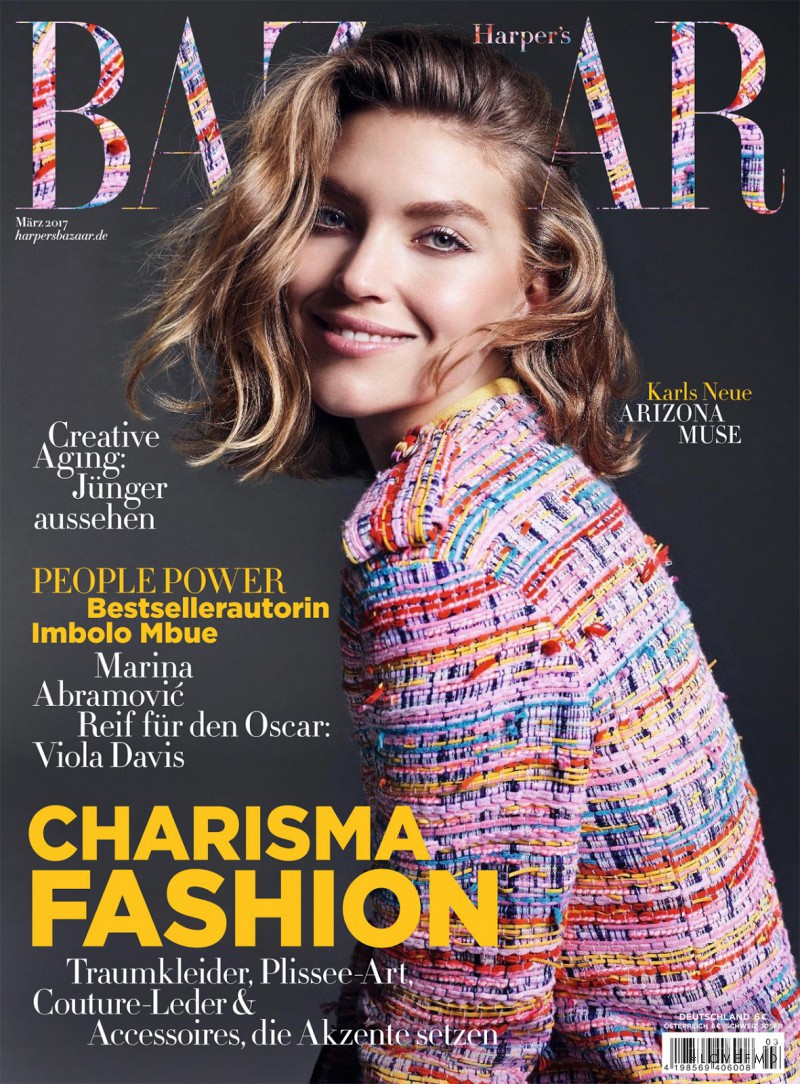 Arizona Muse featured on the Harper\'s Bazaar Germany cover from March 2017