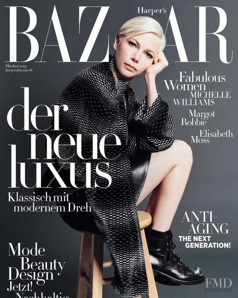 Michelle Williams featured on the Harper\'s Bazaar Germany cover from October 2019