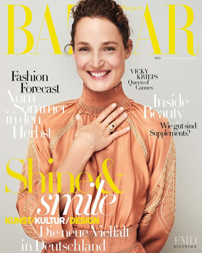 Vicky Krieps featured on the Harper\'s Bazaar Germany cover from August 2021