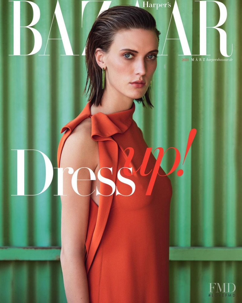 Clara Hebbeker featured on the Harper\'s Bazaar Germany cover from March 2021
