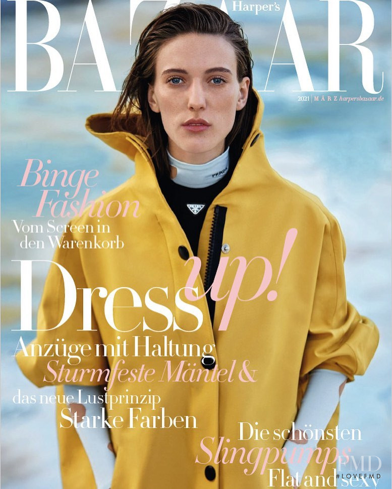 Clara Hebbeker featured on the Harper\'s Bazaar Germany cover from March 2021