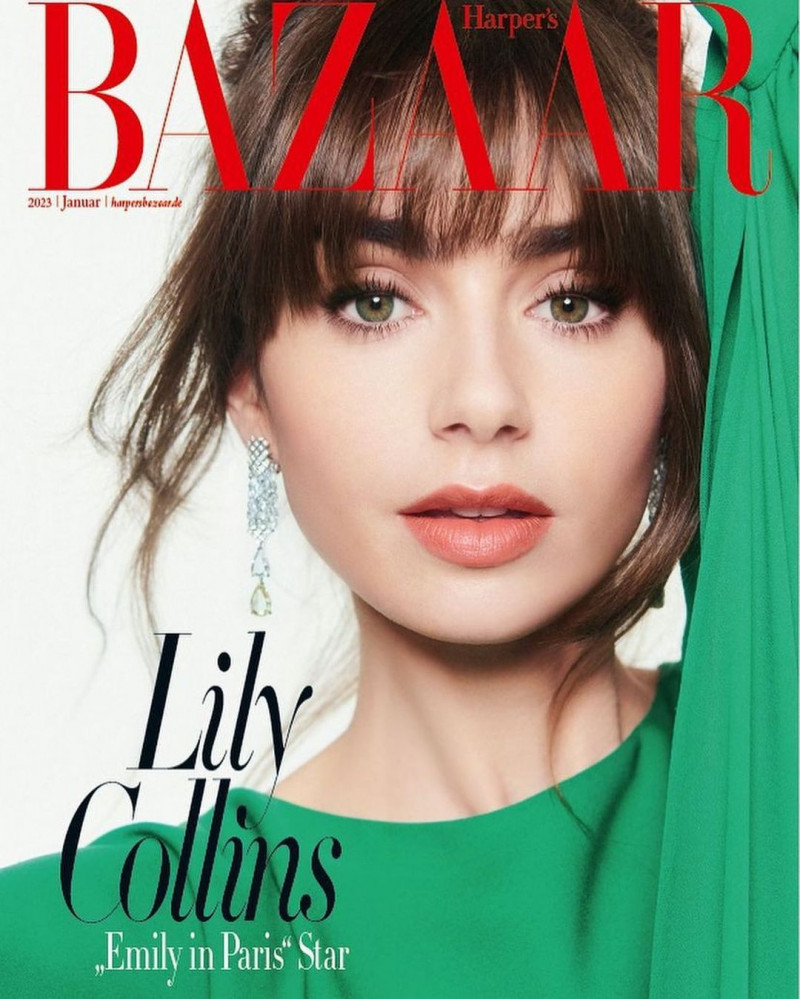 Lily Collins featured on the Harper\'s Bazaar Germany cover from January 2023