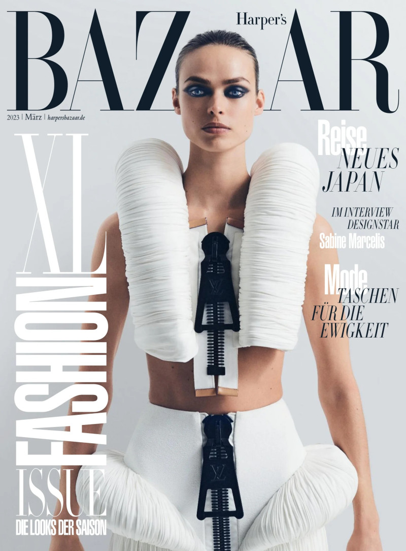 Birgit Kos featured on the Harper\'s Bazaar Germany cover from March 2023