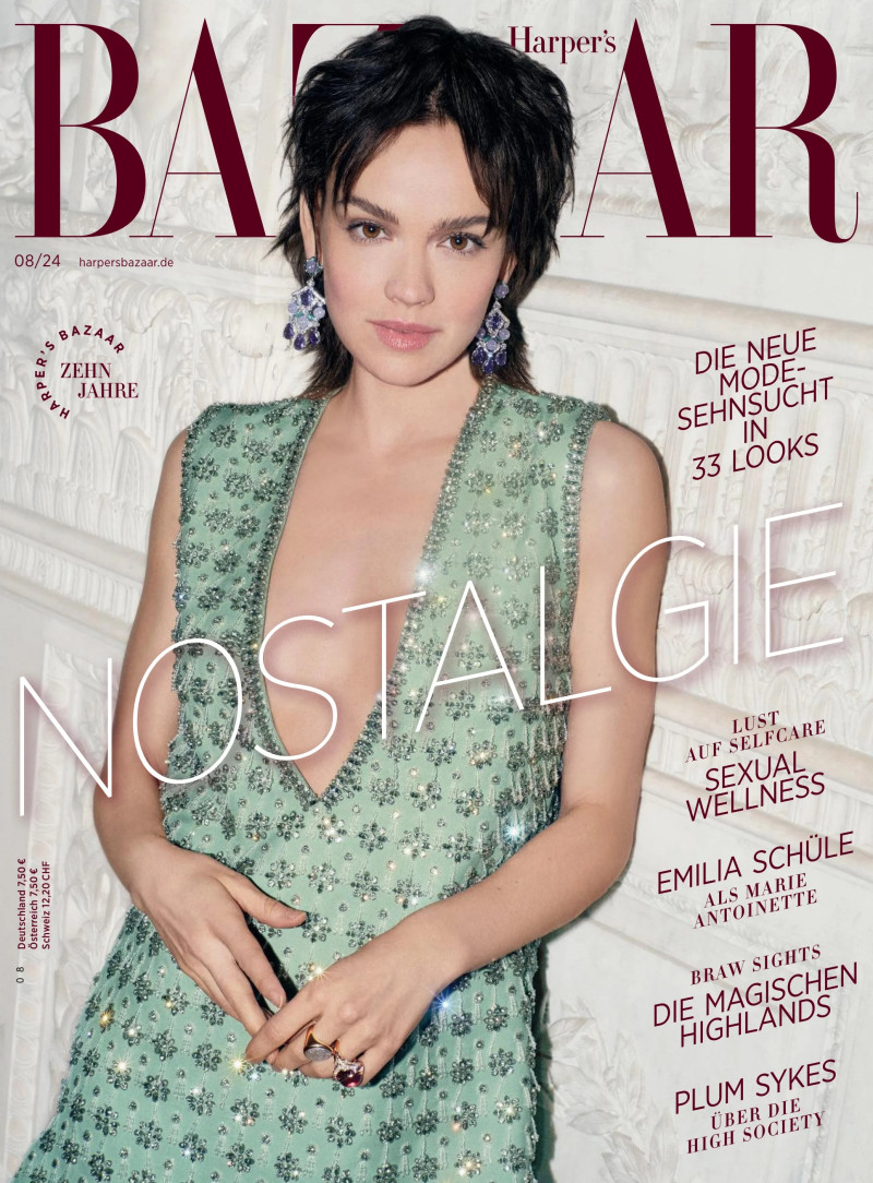 Emilia Schule featured on the Harper\'s Bazaar Germany cover from August 2024