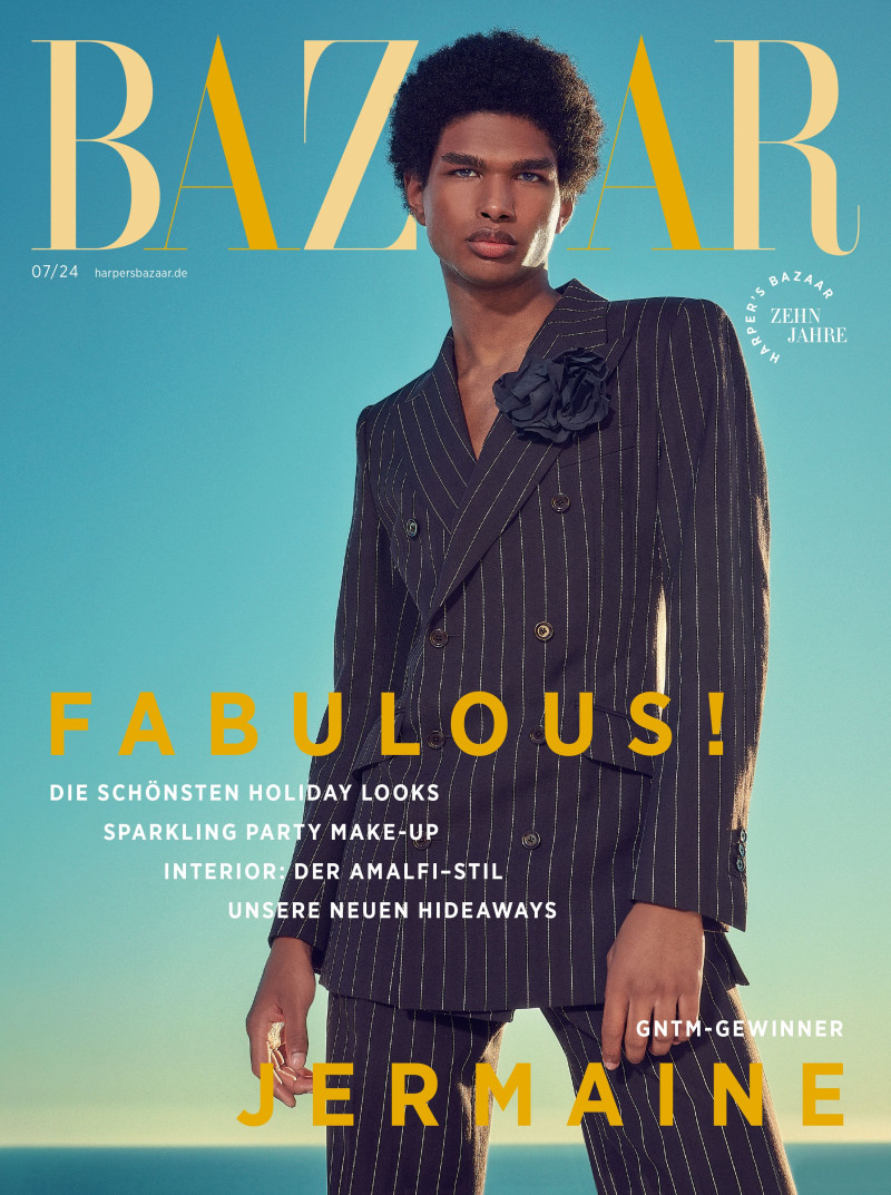 Jermaine Ohneean featured on the Harper\'s Bazaar Germany cover from July 2024