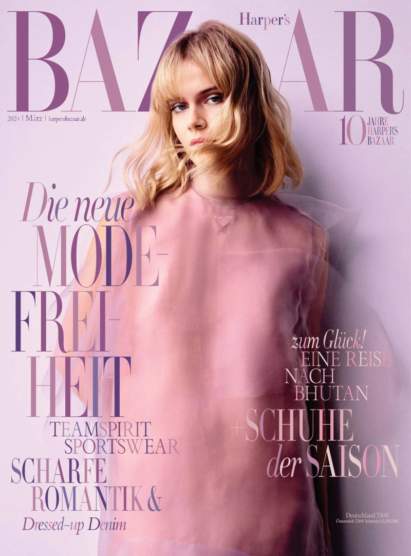 Daria Koshkina featured on the Harper\'s Bazaar Germany cover from March 2024