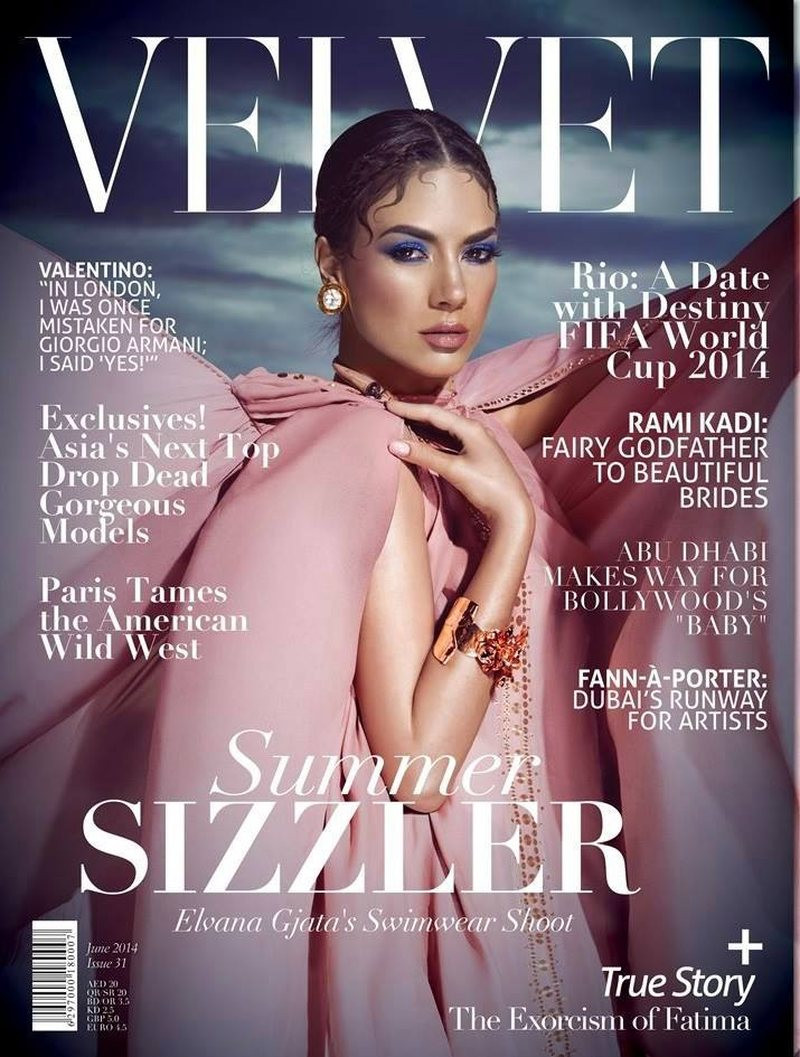 Elvana Gjata featured on the Velvet United Arab Emirates cover from June 2014