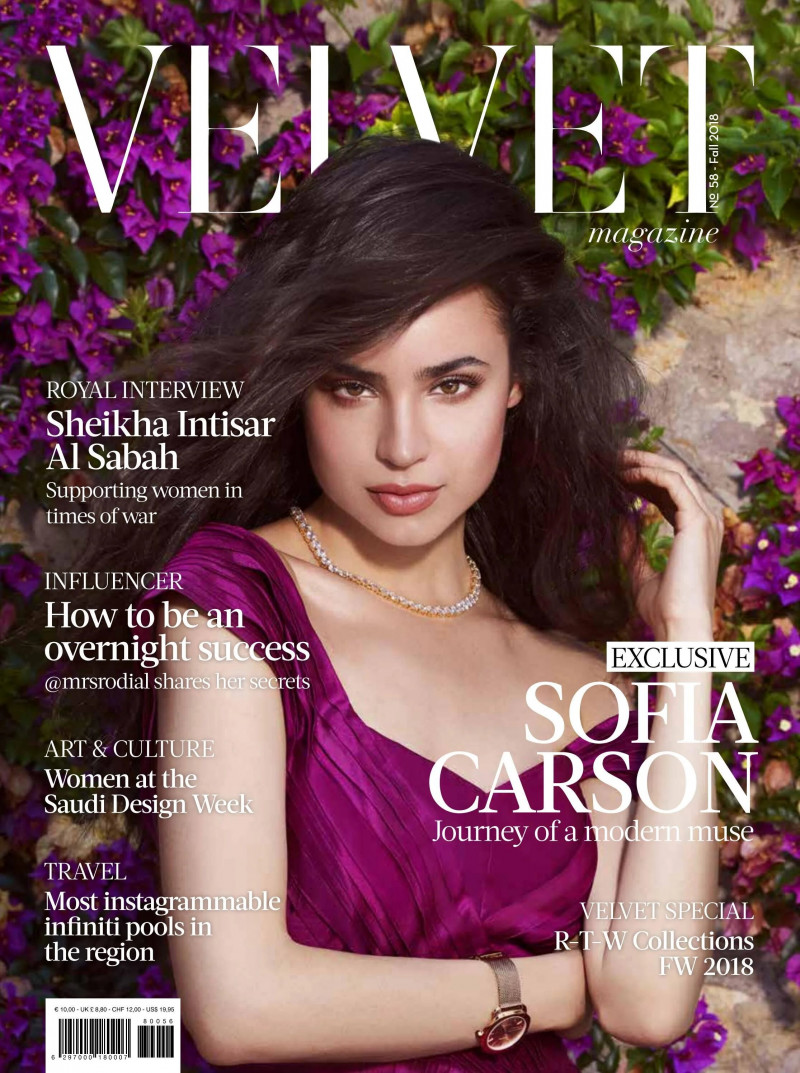 Sofia Carson featured on the Velvet United Arab Emirates cover from October 2018