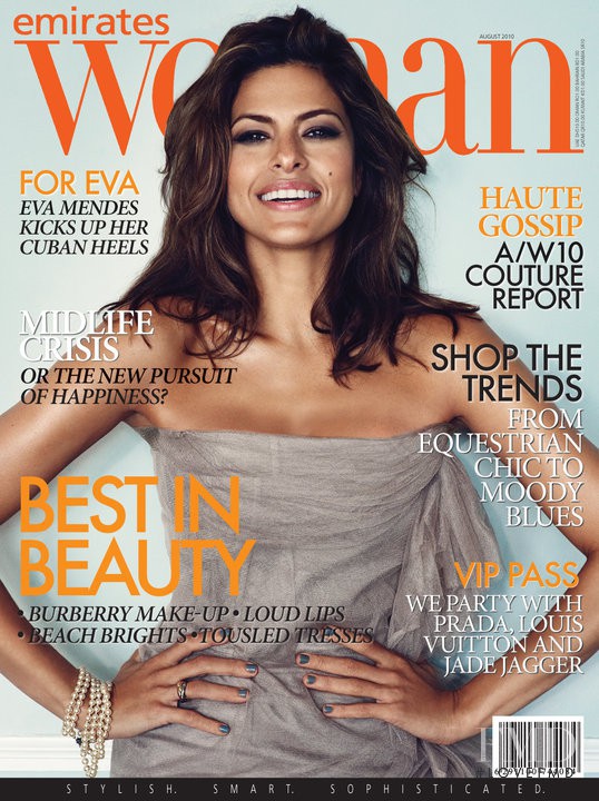 Eva Mendes featured on the Emirates Woman cover from August 2010