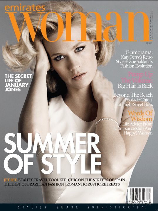 January Jones featured on the Emirates Woman cover from July 2011